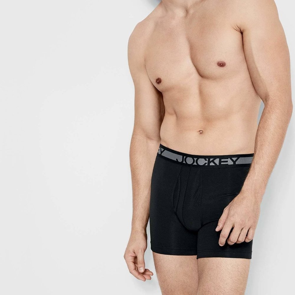 JOCKEY SPORT COTTON MEN'S BOXER BRIEFS BLACK SIZE M (32/34) - Picture 2 of 8